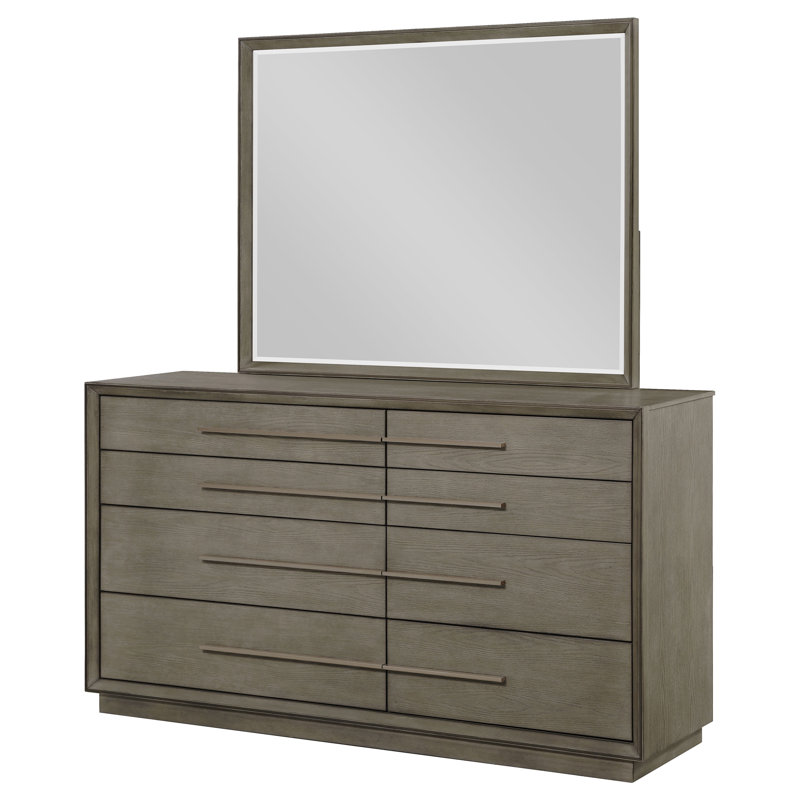 Carlwirt 8-drawer Dresser and Mirror Taupe Oak, Taupe Oak