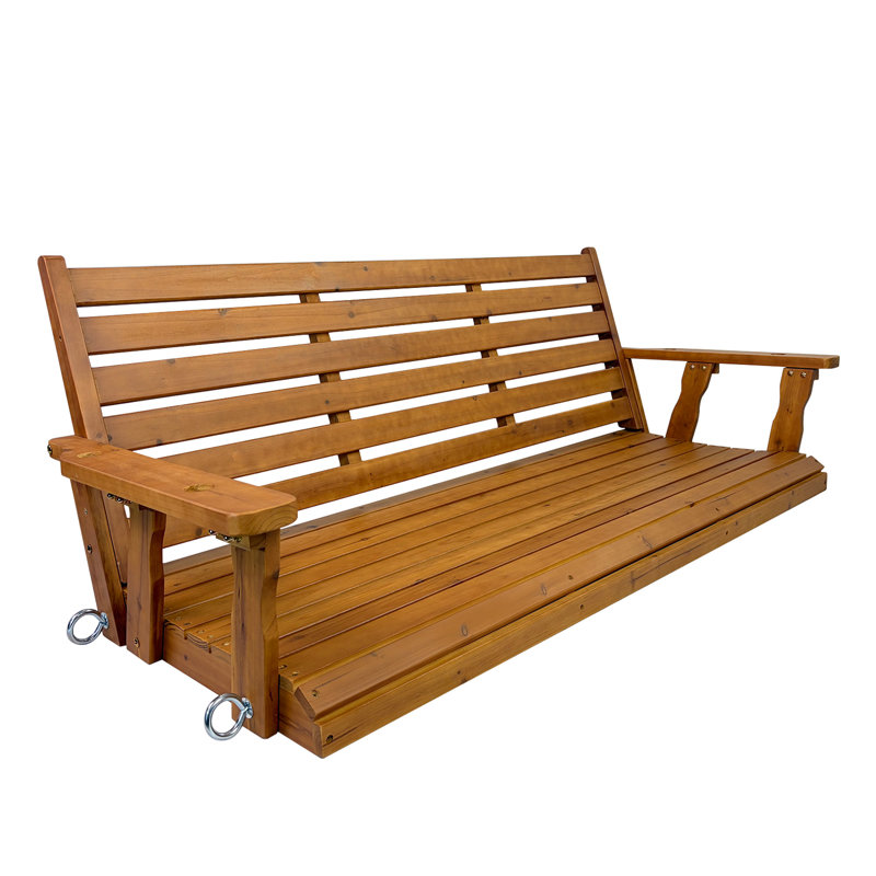 Balancelle en bois, siège ergonomique, balancelle avec chaînes suspendues et ressorts de 7 mm, Brown