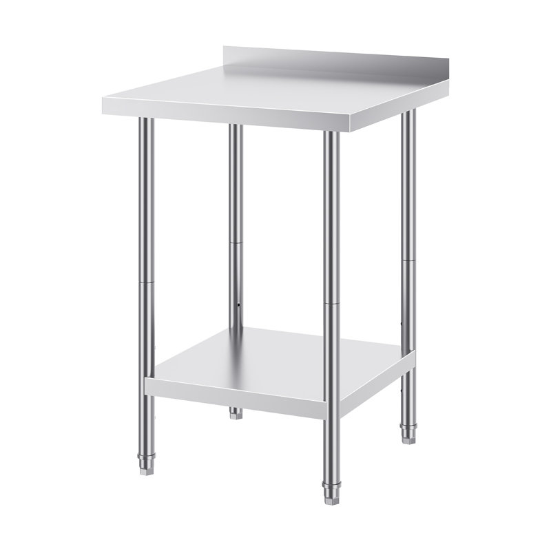 Stainless Steel Work Table with Back Baffle, Adjustable Shelf, 36" H x 24" W x 24" D