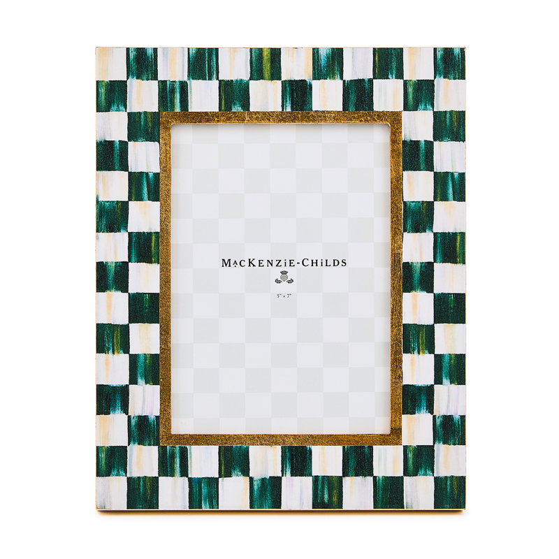 Courtly Check Lacquer Frame, 5" W x 7" H, Green/Cream