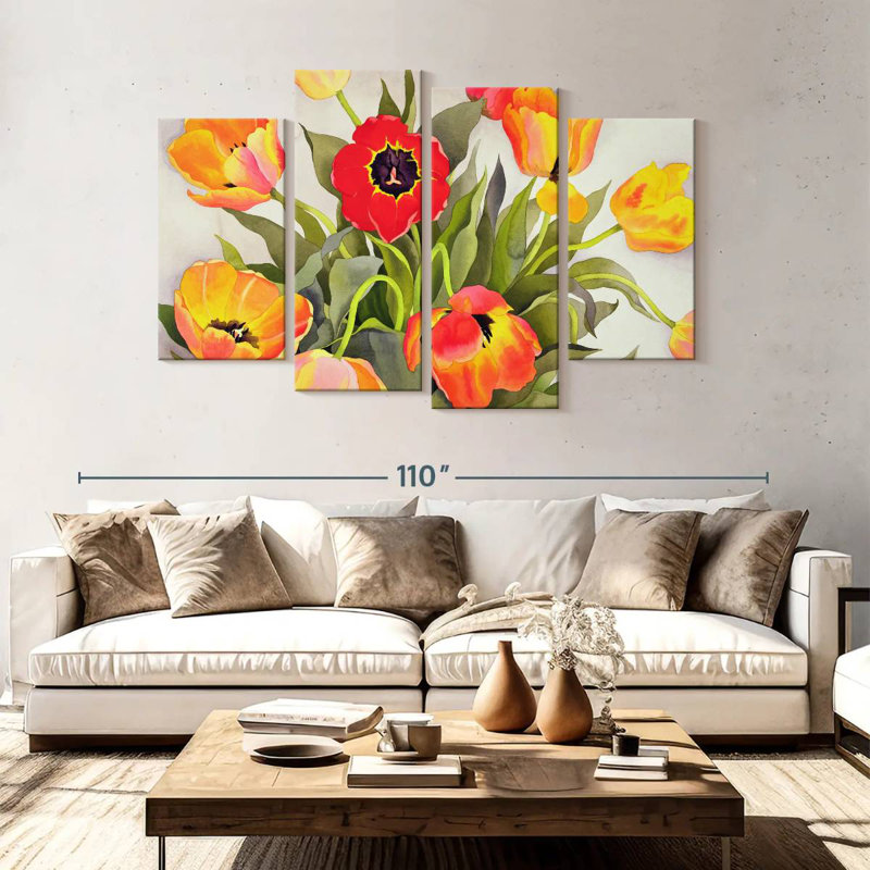 Harnek Orange And Red Tulips, 54'' H x 84'' W