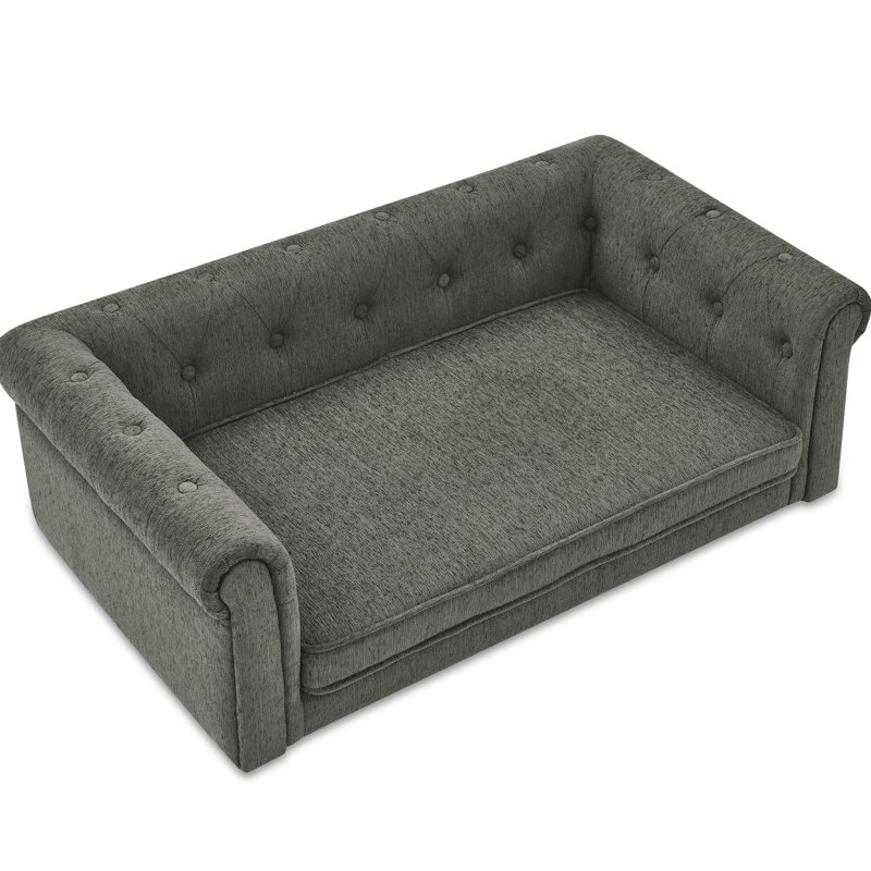 Stylish Large Dog Bed In Blue - , Comfortable Modern, Dark Gray