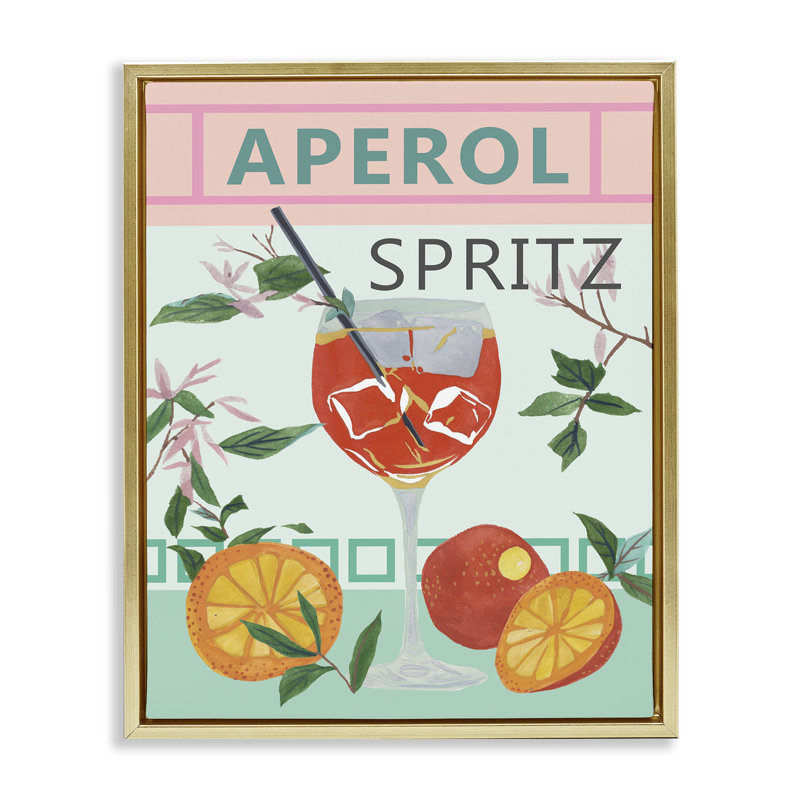  «Aperol Tropical Cocktail», art mural encadré par Melissa Wang, H 31 po x l 25 po, Or