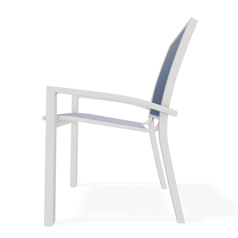 Kendall Outdoor Dining Chair, Snow, Cobalt 35D Sunbrella®