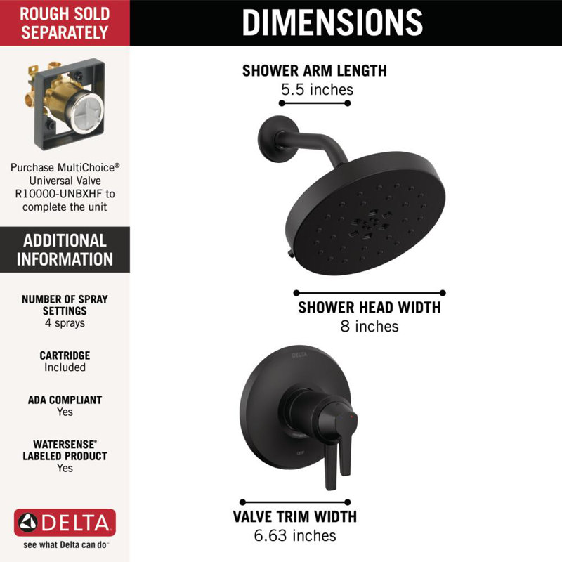 Galeon Shower Faucet, Matte Black