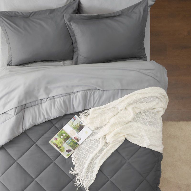 Best Seller Bedsure Comforter Set Reversible Bedding for All Seasons-89GSM, Twin XL Comforter + 2 Additional Pieces, Gray
