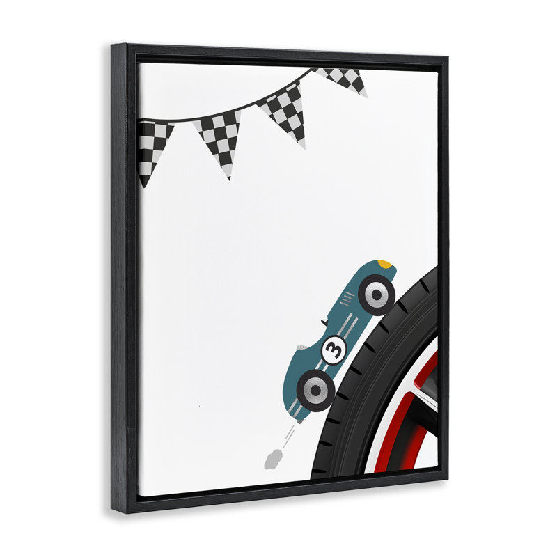 Cadre flottant Fast Lane Racecar, design par Christine Simpson Art, Cadre flottant noir de jais, H 21 po x l 17 po