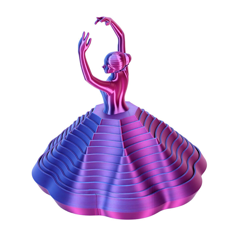 Sculpture 3D rotative de bureau sensorielle rotative imprimée en 3D pour bureau à domicile bleu mauve dégradé