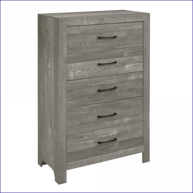 Commodes à 5 tiroirs, placage rustique moderne en faux bois gris | Gris | Bois, Grey