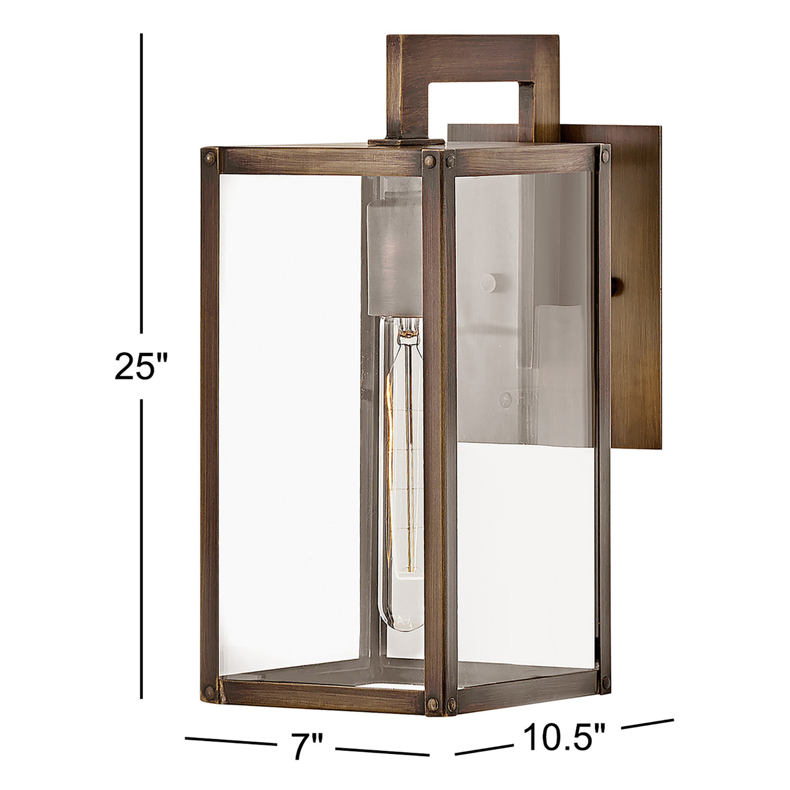 Caliana Single Light Outdoor Wall Light, Burnished Bronze, 25" H x 7" W x 10.5" D