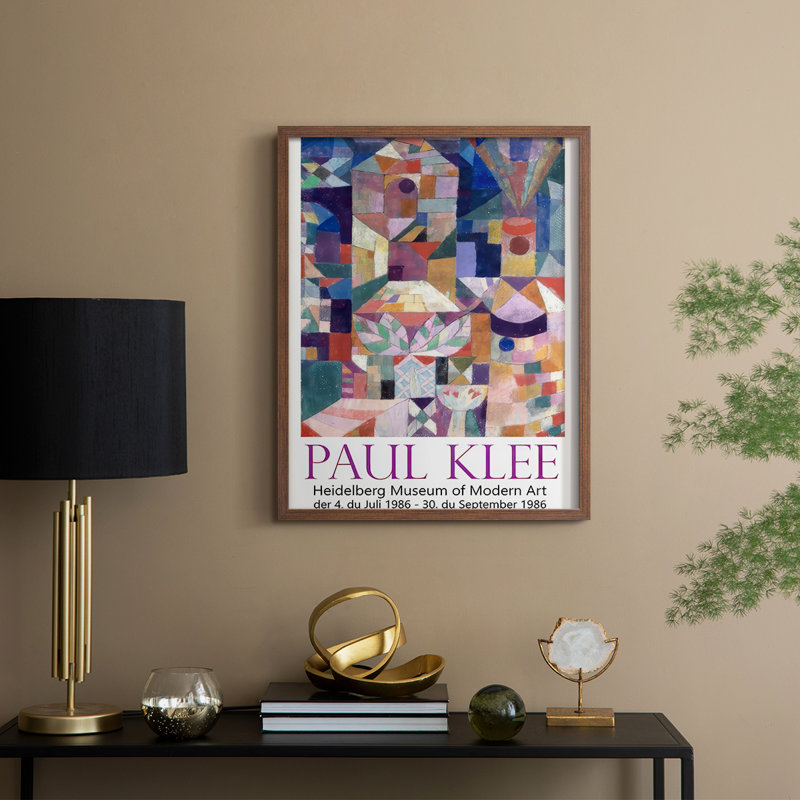 «Klee Posters I», reproduction encadrée - bois massif, H 15 po x l 12 po, Cadre noyer