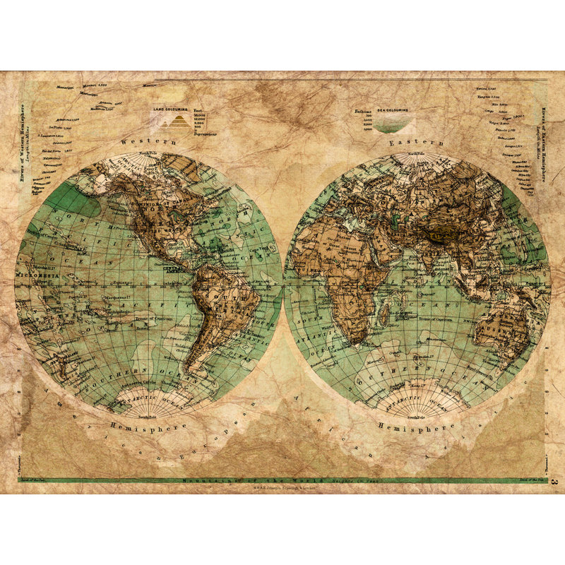" Sepia Distressed Map For Foil ", 18" H x 24" W