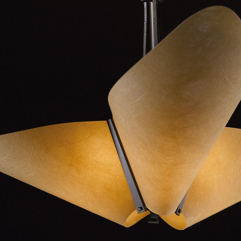 Kirigami 3 - Light Unique/Statement Geometric Chandelier, Translucent Dark Smoke
