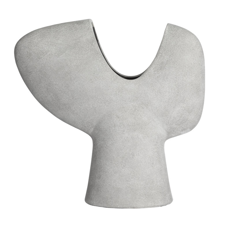 Vase abstrait en Y en terre cuite, Gris