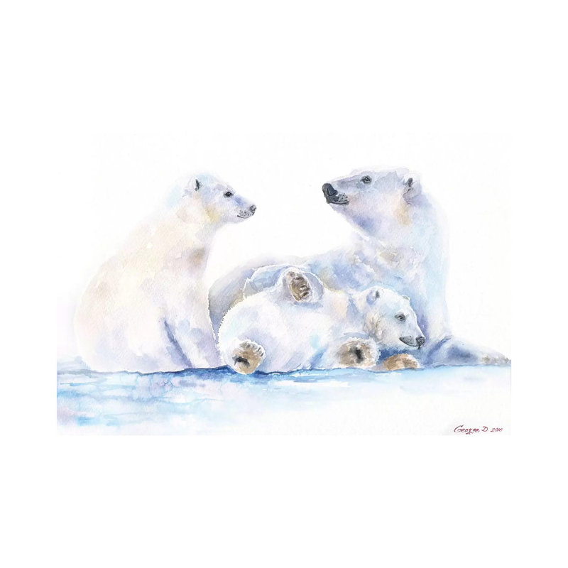 Polar Bears by George Dyachenko - Wrapped Canvas Painting, 66.04 cm H x 45.72 cm W x 3.175 cm D