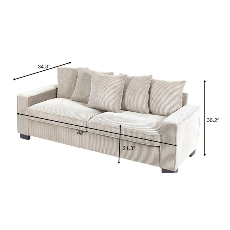 Widney 88'' Corduroy Sofa, Ivory