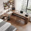 Bureau en bois massif en forme de L brun noisette-196377873-196377875