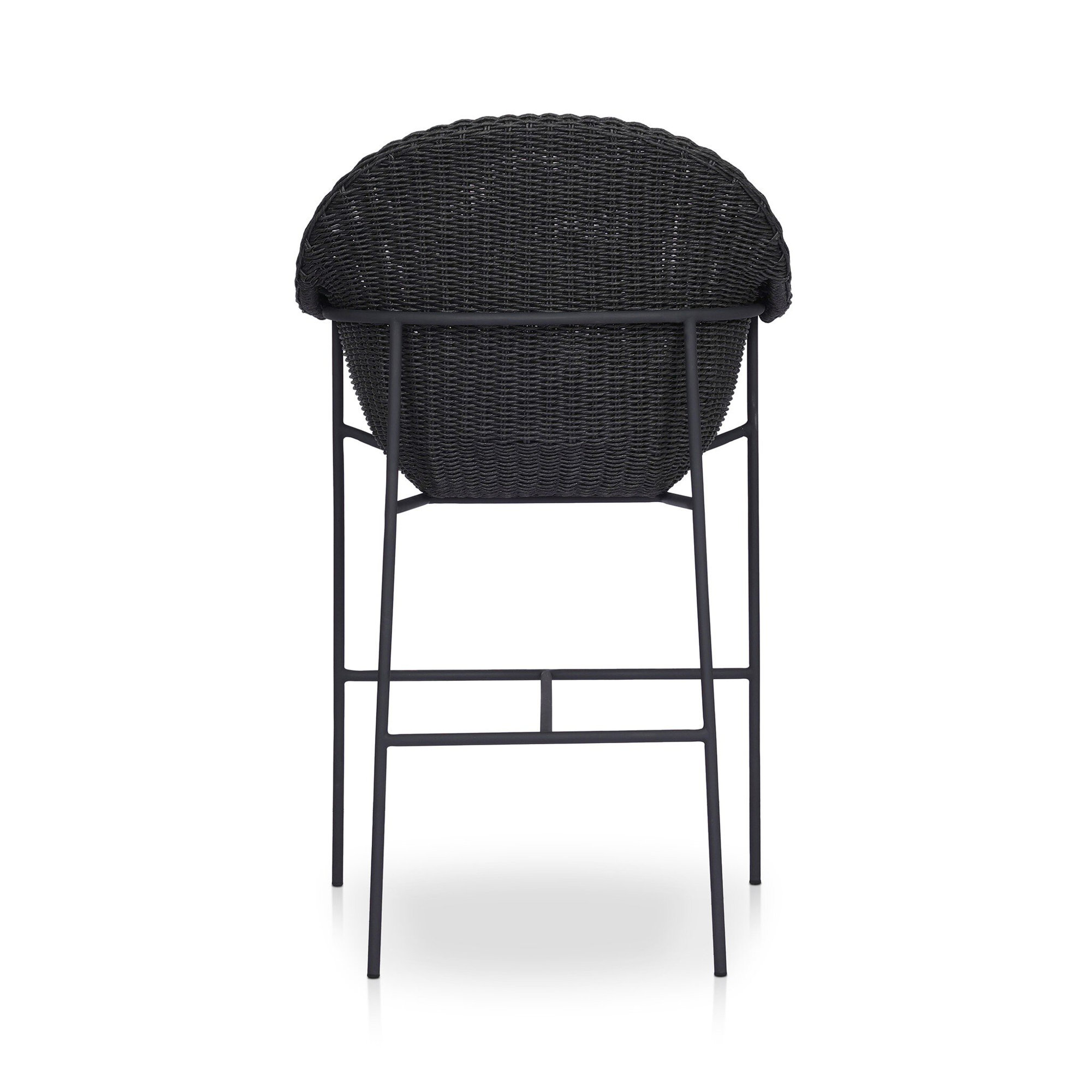 Rivah 42.25'' Polyethylene (PE) Wicker Outdoor Bar Stool with Cushion, Gray, Black