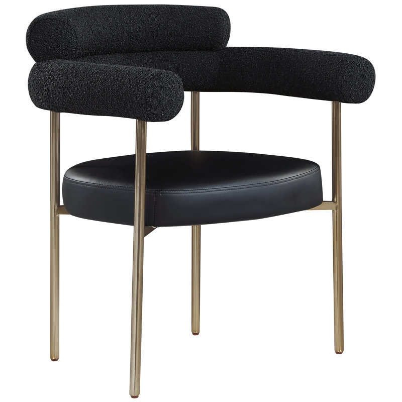 Blake 18.5'' H Upholstered Armchair, Black Boucle Fabric