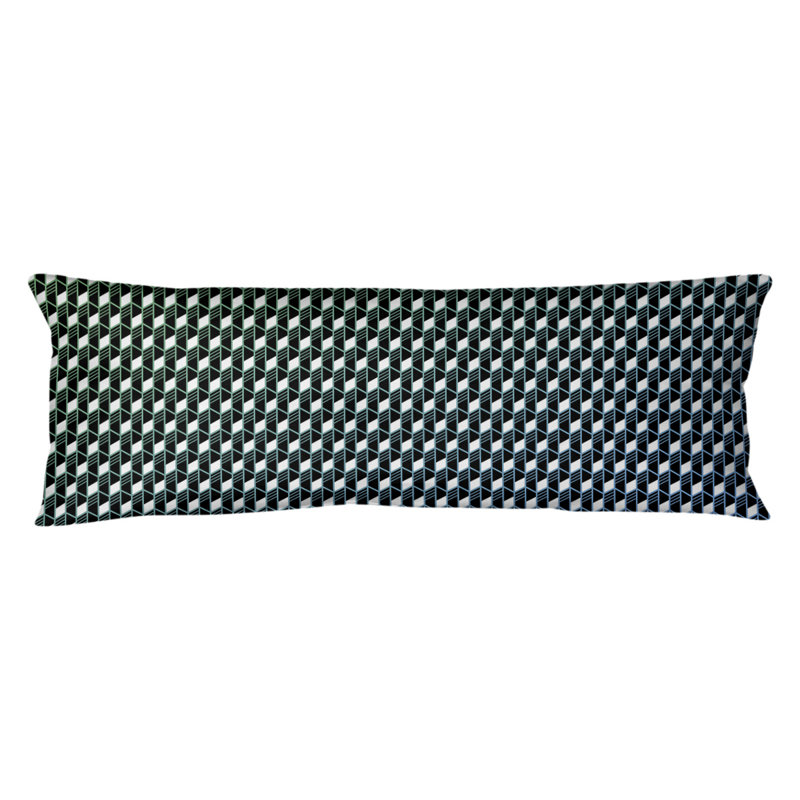 Coussin lombaire géométrique, Bourre en polyester, Vert / bleu