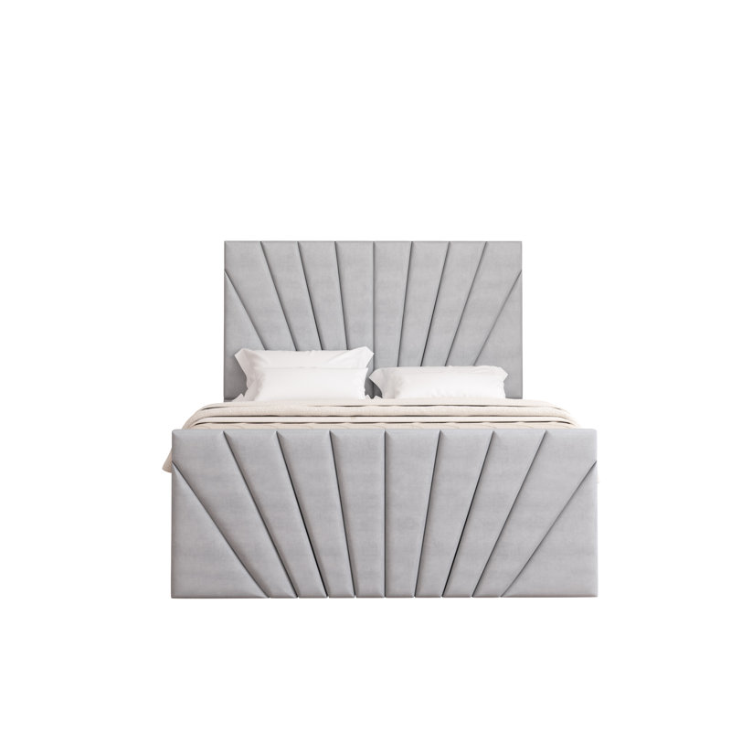 Odolo Upholstered Ottoman Storage Bed, Light Silver, Double (4'6)