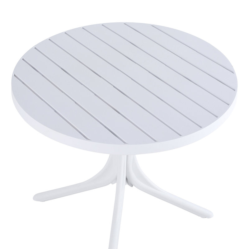 Summer - Modern White Round Plastic Table – 36 Inch Indoor/Outdoor Dining Table & Coffee Table, Lightweight Polypropylene All-Weather Patio Table For Garden, Courtyard, Kitchen, Camping (White)
