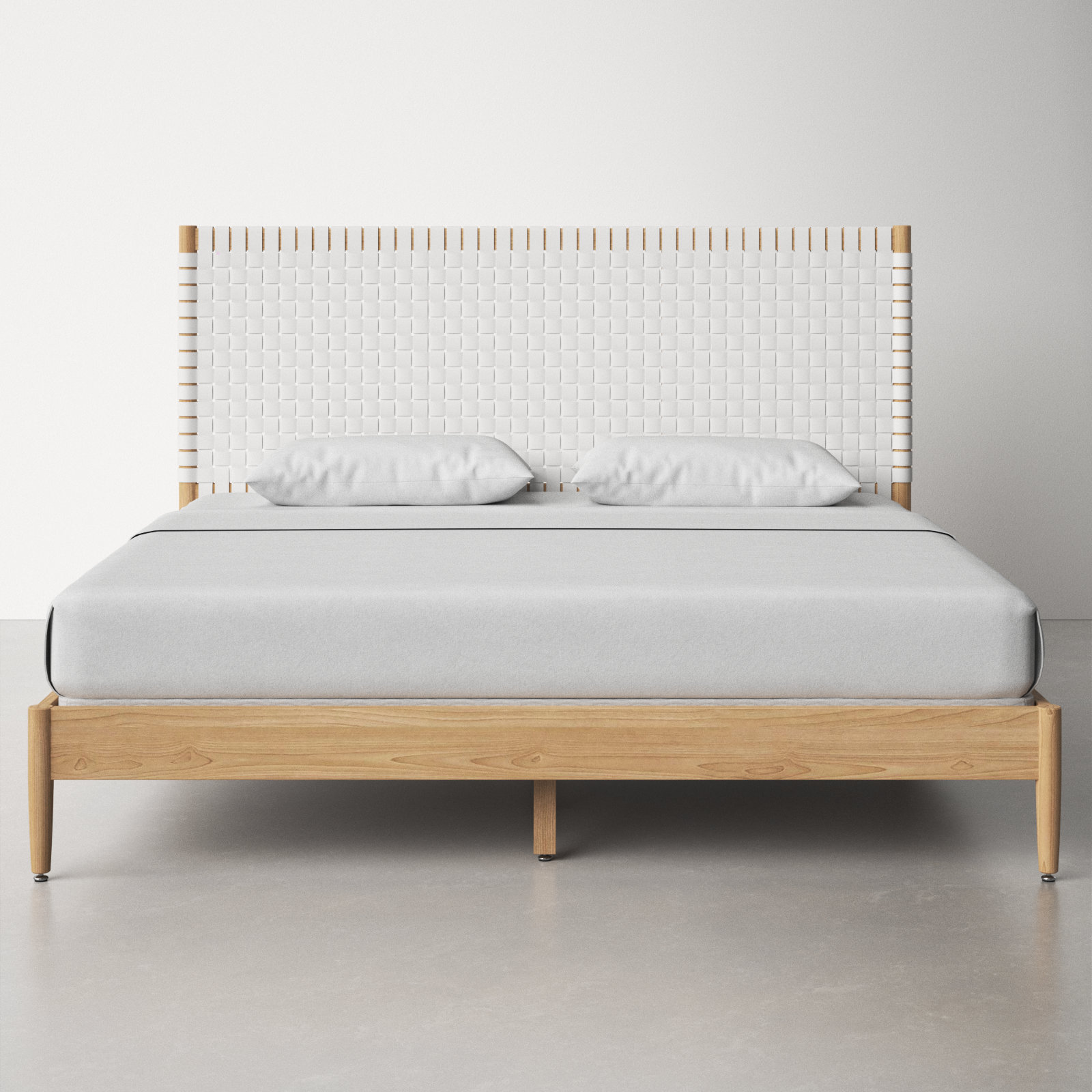Tamita Leather Bed, King, White/Natural