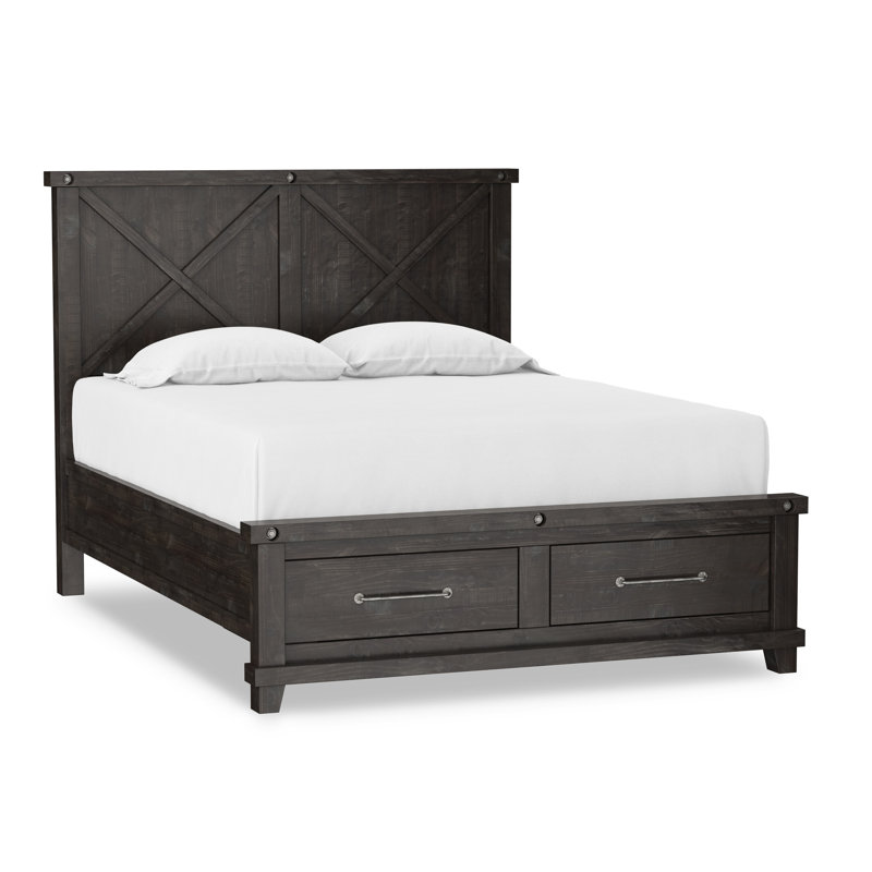 Solid Wood Panel Storage Bed, King