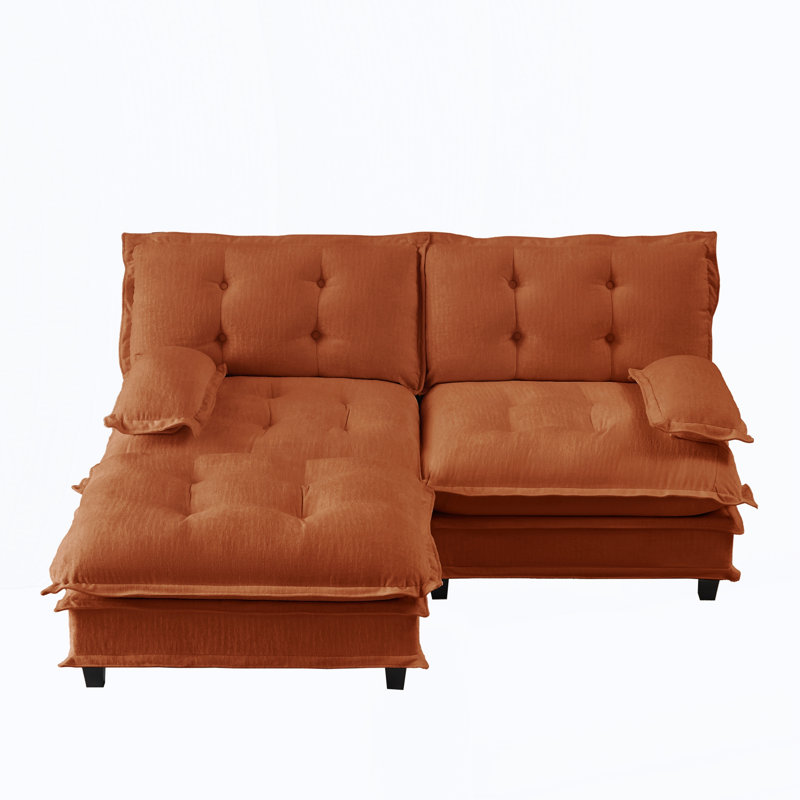 Canapé modulaire modulaire 77 po en forme de L avec repose-pieds 77 po, Orange