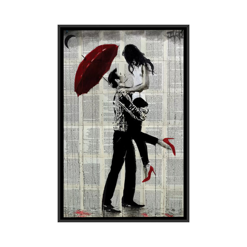 « love rain », reproduction sur toile, H 26 po x l 18 po x P 1,5 po, Toile encadrée noire, Pas de tapis