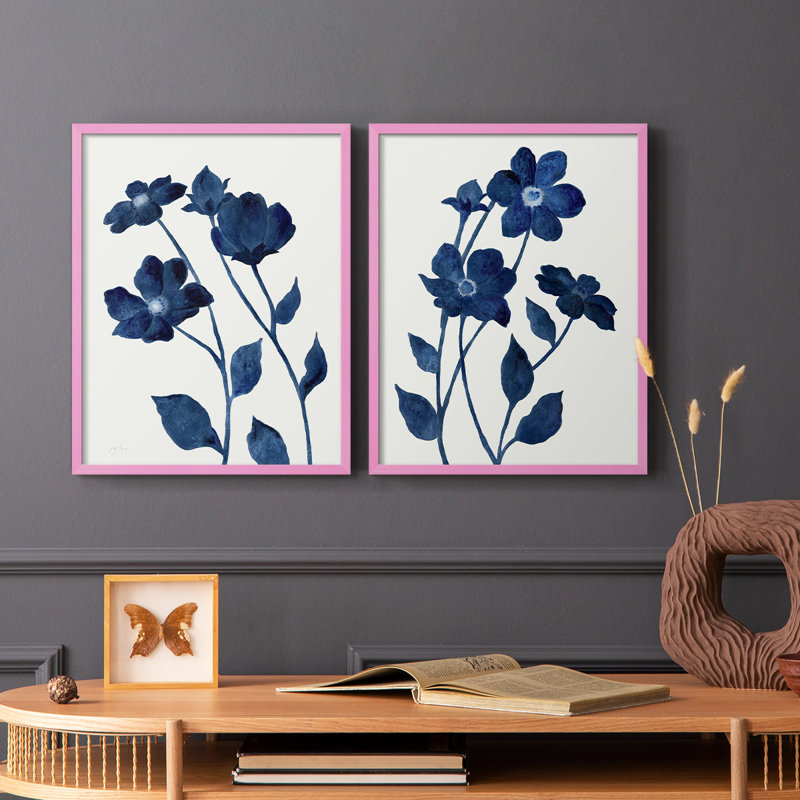 Impression encadrée Indigo Bloom I-Premium - prête à être accrochée - aucun clou requis - aucun clou requis, Rose