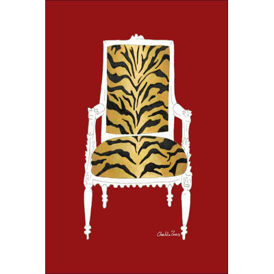 Chaise tigre sur fond rouge