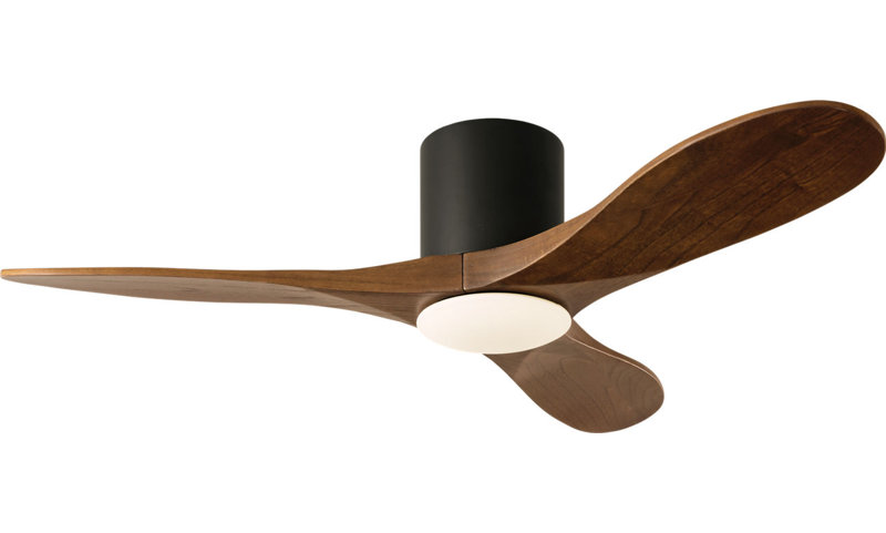 Maverick Smart Hugger LED Ceiling Fan, Midnight Black, 44" Wide, Dark Walnut