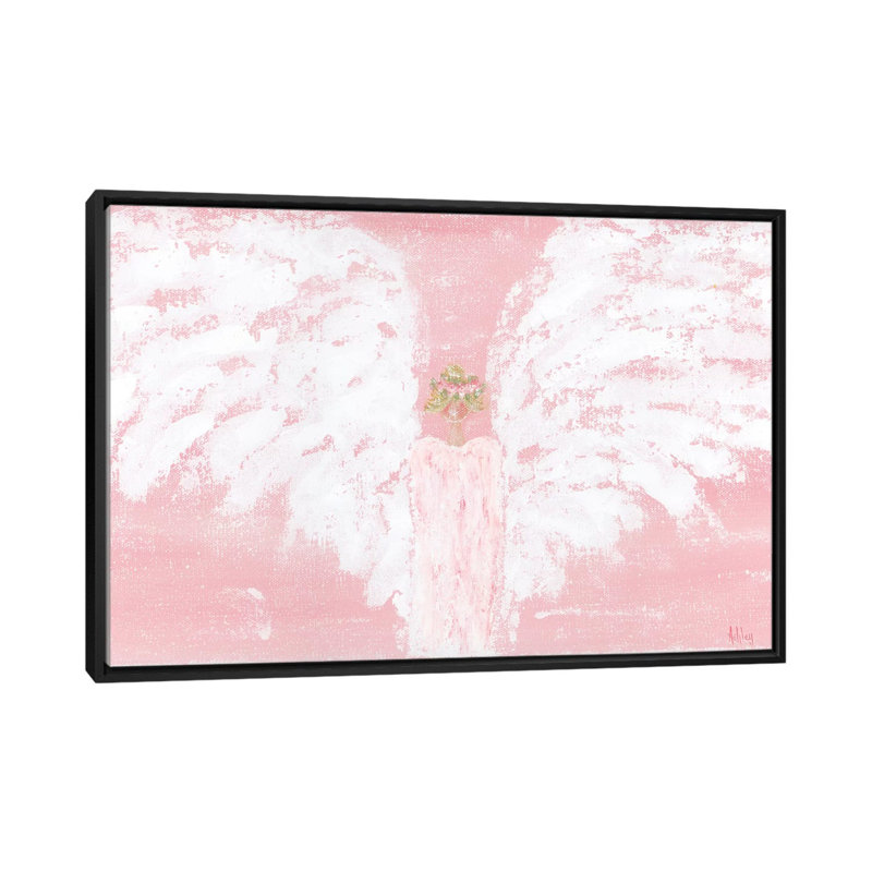 Rose Angel large par Ashley Bradley, reproduction d’art, H 26 po x l 40 po x P 1,5 po, Toile avec cadre noir, Pas de tapis