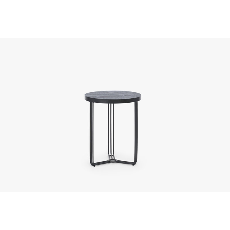 Ariss Frame Round Side Table, Dark Oak, Black