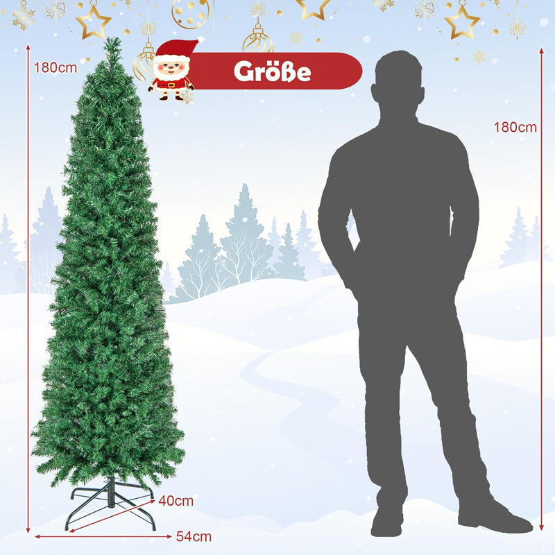 Lighted Artificial Pine Christmas Tree, 180cm H