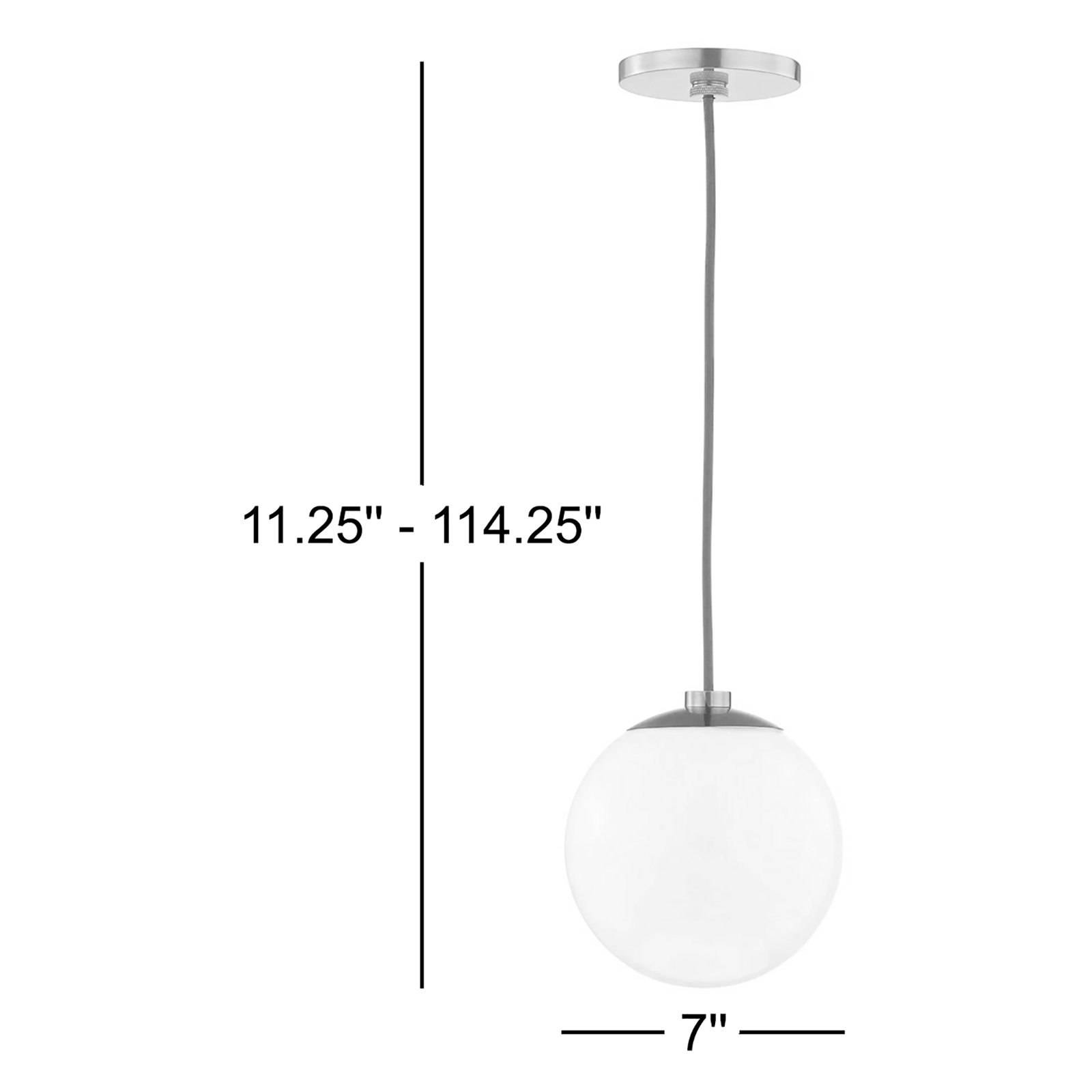 Luna Single Light Glass Pendant, Polished Nickel