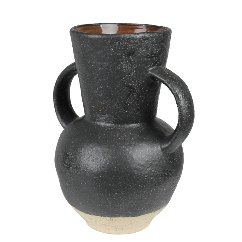 Vase Umbria avec grandes poignées, céramique, noir