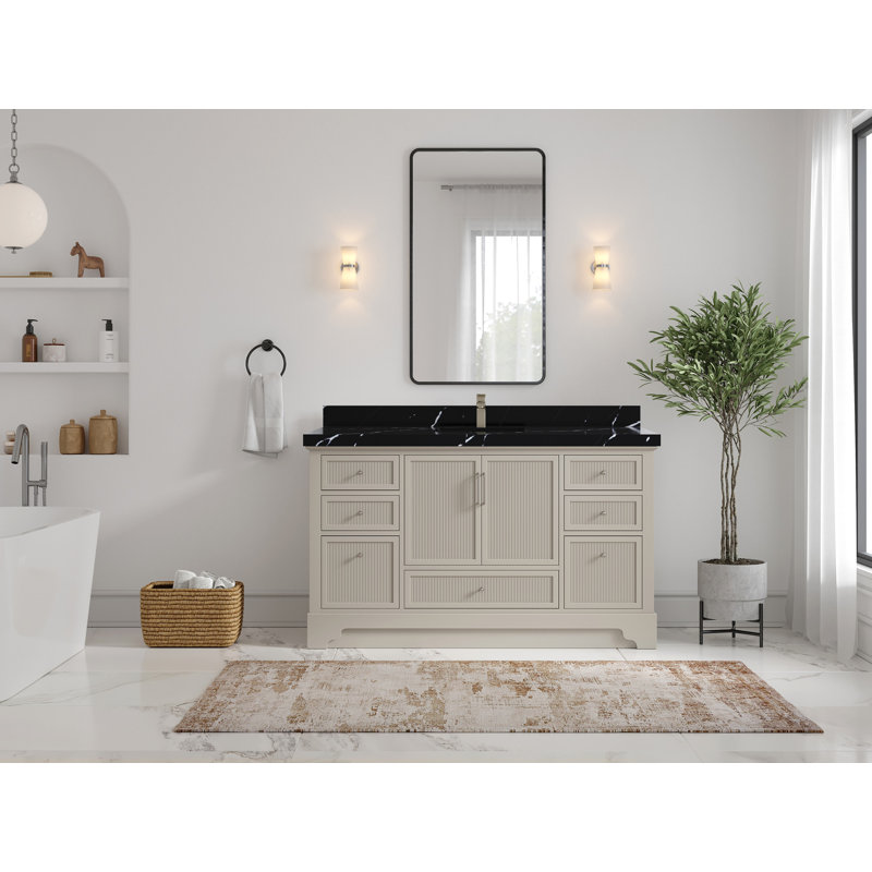 Alys 60'' Single Bathroom Vanity with Top, Calacatta Black