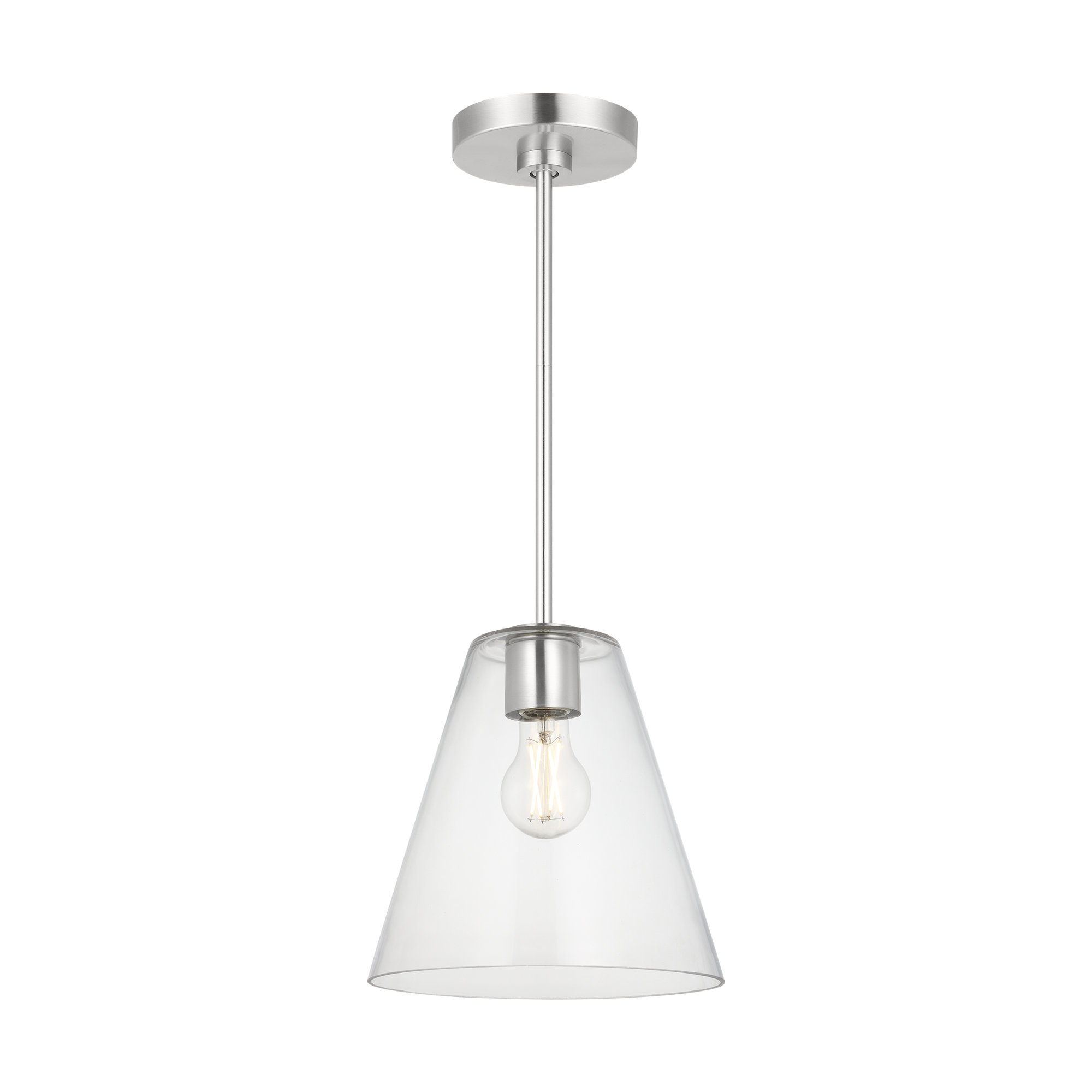 Hayden One Light Pendant, Clear, Brushed Nickel