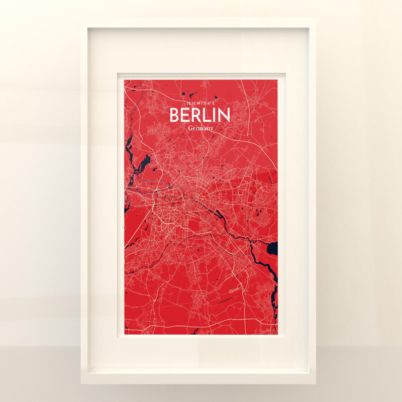 Berlin City Map In Nautical - No Frame Print, 17cm H x 11cm W x 0.05cm D
