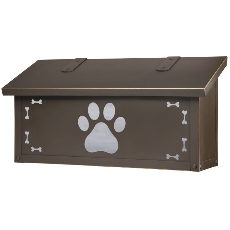 Boîte aux lettres murale Dog Paw, Bronze architectural, Blanc vaporeux