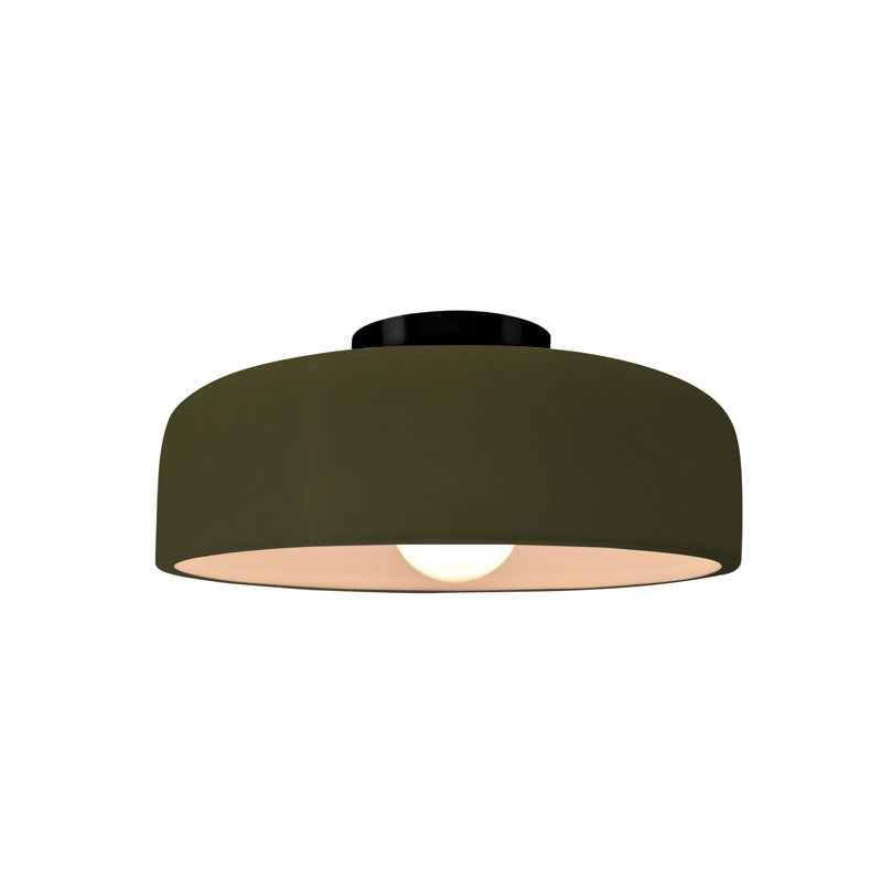 Plafonnier semi-encastré en céramique Dottie, Vert mat, Noir mat, H 6 po x l 10 po x P 10 po