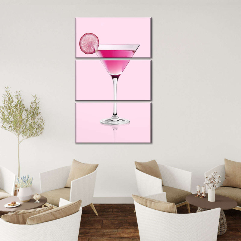 " Pink Martini " by SodaPopArt 3 - Pieces, 32" H x 20" W x 1" D