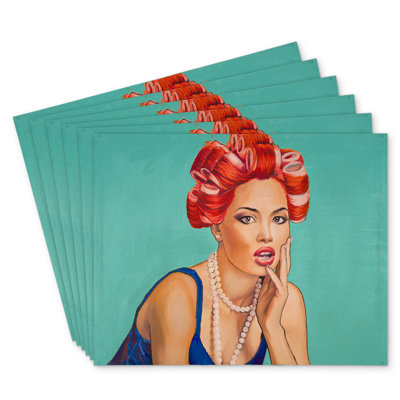 Pin Up Girl Polyester Chandrine Set of 6 - Home Decor