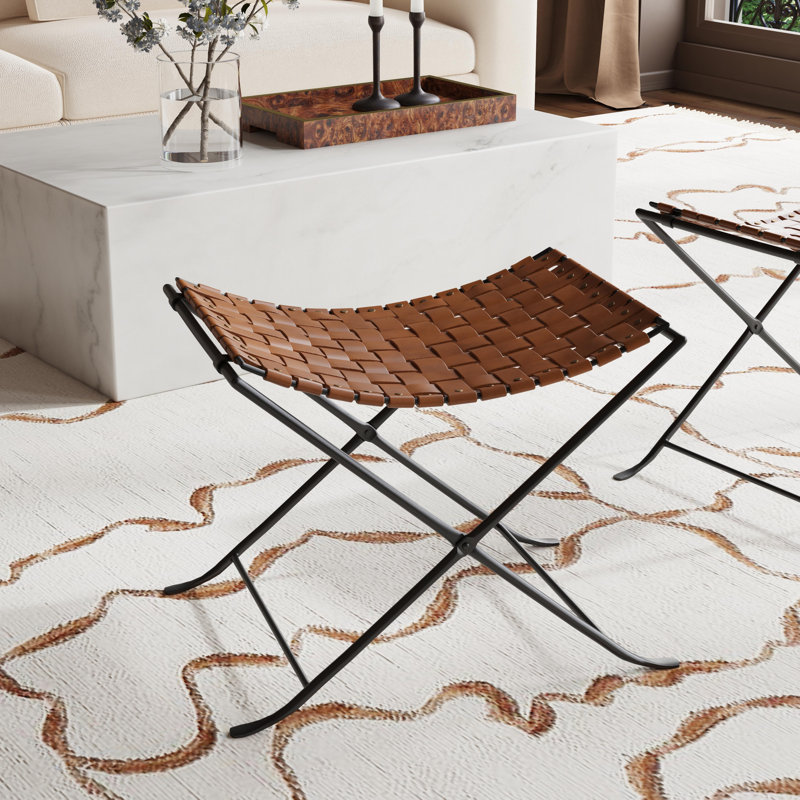 Karma Woven Leather Stool