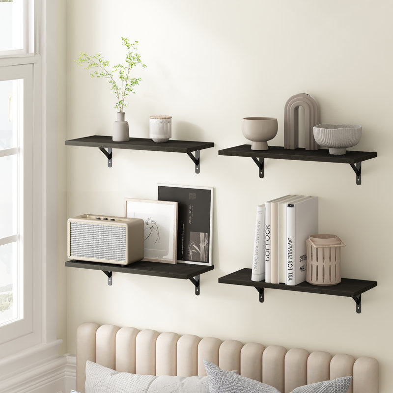 4 Piece Floating Shelf, 0.6" H x 18.9" W x 7.8" D, Espresso