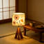 Lampe de table fleurs séchées à la main avec abat-jour en lin et base en bois, lampe de chevet réglable à 3 couleurs DEL 9 W pour chambre de bébé, décoration de salon