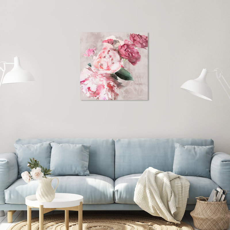 Doux romantique, rose traditionnel - peinture, Toile tendue, H 24 po x l 24 po