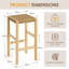 Modern Minimalist Woven Rope Bar Stool, Solid Wood Counter Stool, Armless Accent Chair with Breathable Woven Seat, Multi-use Stool for Kitchen, Patio & Living Space-136155562-136856079